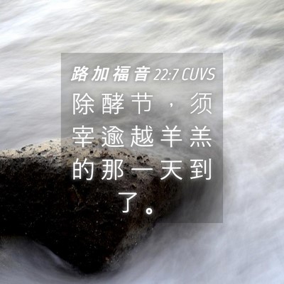 Picture 04 - 路 加 福 音 22:7 CUVS - 除 酵 节 ， 须 宰 逾 越 羊 羔 的 那 - Bible Verse Picture