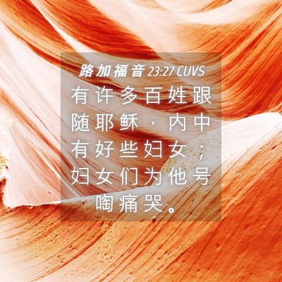 Picture 04 - 路 加 福 音 23:27 CUVS - 有 许 多 百 姓 跟 随 耶 稣 ， 内 中 - Bible Verse Picture