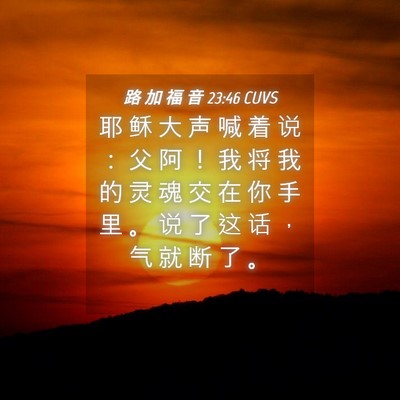 Picture 04 - 路 加 福 音 23:46 CUVS - 耶 稣 大 声 喊 着 说 ： 父 阿 ！ 我 - Bible Verse Picture