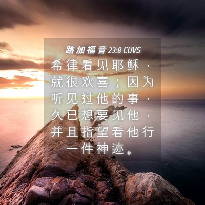Picture 04 - 路 加 福 音 23:8 CUVS - 希 律 看 见 耶 稣 ， 就 很 欢 喜 ； - Bible Verse Picture