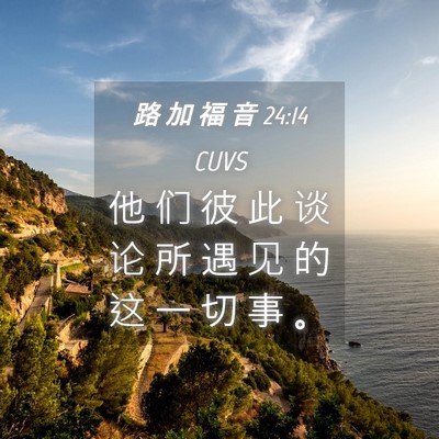 Picture 04 - 路 加 福 音 24:14 CUVS - 他 们 彼 此 谈 论 所 遇 见 的 这 一 - Bible Verse Picture