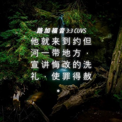 Picture 04 - 路 加 福 音 3:3 CUVS - 他 就 来 到 约 但 河 一 带 地 方 ， - Bible Verse Picture