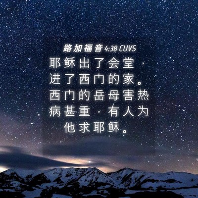 Picture 04 - 路 加 福 音 4:38 CUVS - 耶 稣 出 了 会 堂 ， 进 了 西 门 的 - Bible Verse Picture