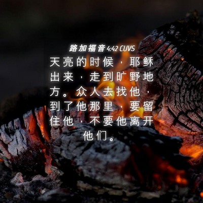 Picture 04 - 路 加 福 音 4:42 CUVS - 天 亮 的 时 候 ， 耶 稣 出 来 ， 走 - Bible Verse Picture
