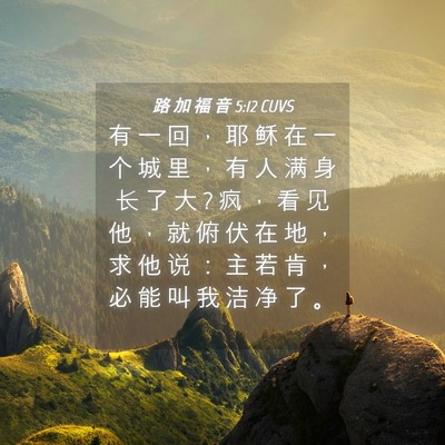 Picture 04 - 路 加 福 音 5:12 CUVS - 有 一 回 ， 耶 稣 在 一 个 城 里 ， - Bible Verse Picture