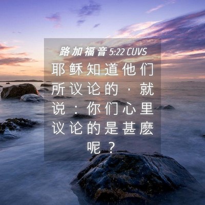 Picture 04 - 路 加 福 音 5:22 CUVS - 耶 稣 知 道 他 们 所 议 论 的 ， 就 - Bible Verse Picture