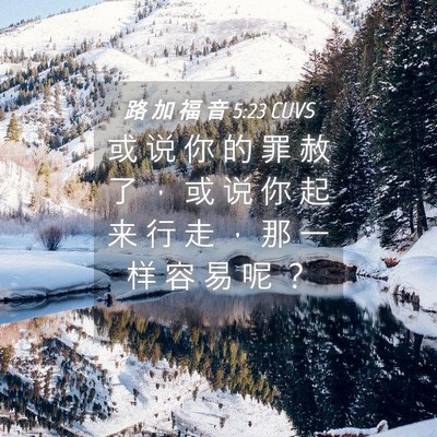 Picture 04 - 路 加 福 音 5:23 CUVS - 或 说 你 的 罪 赦 了 ， 或 说 你 起 - Bible Verse Picture