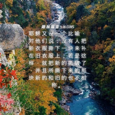 Picture 04 - 路 加 福 音 5:36 CUVS - 耶 稣 又 设 一 个 比 喻 ， 对 他 们 - Bible Verse Picture