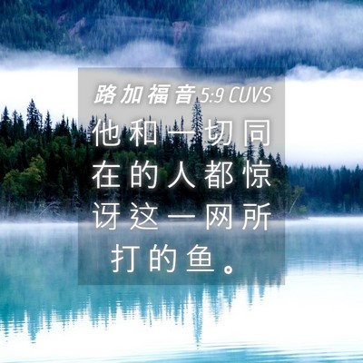 Picture 04 - 路 加 福 音 5:9 CUVS - 他 和 一 切 同 在 的 人 都 惊 讶 这 - Bible Verse Picture