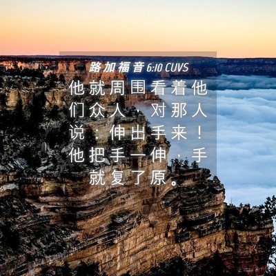 Picture 04 - 路 加 福 音 6:10 CUVS - 他 就 周 围 看 着 他 们 众 人 ， 对 - Bible Verse Picture