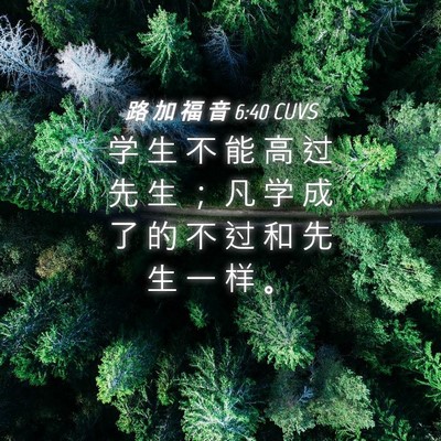 Picture 04 - 路 加 福 音 6:40 CUVS - 学 生 不 能 高 过 先 生 ； 凡 学 成 - Bible Verse Picture