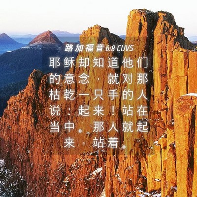 Picture 04 - 路 加 福 音 6:8 CUVS - 耶 稣 却 知 道 他 们 的 意 念 ， 就 - Bible Verse Picture