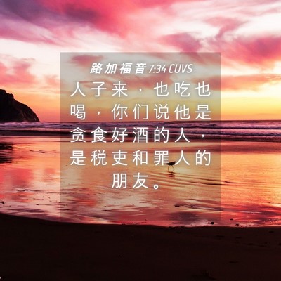Picture 04 - 路 加 福 音 7:34 CUVS - 人 子 来 ， 也 吃 也 喝 ， 你 们 说 - Bible Verse Picture