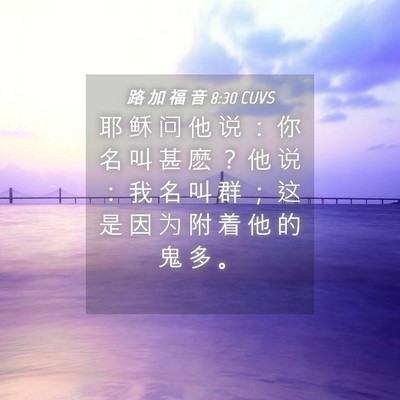 Picture 04 - 路 加 福 音 8:30 CUVS - 耶 稣 问 他 说 ： 你 名 叫 甚 麽 ？ - Bible Verse Picture