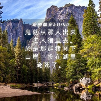 Picture 04 - 路 加 福 音 8:33 CUVS - 鬼 就 从 那 人 出 来 ， 进 入 猪 里 - Bible Verse Picture