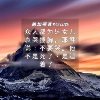 Picture 04 - 路 加 福 音 8:52 CUVS - 众 人 都 为 这 女 儿 哀 哭 捶 胸 。 - Bible Verse Picture