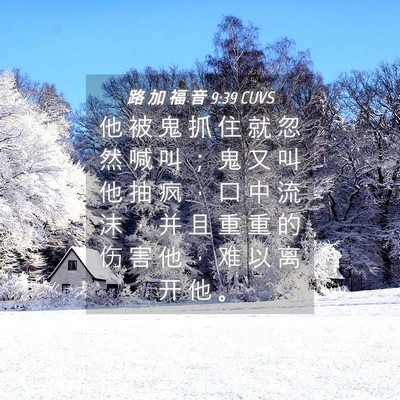 Picture 04 - 路 加 福 音 9:39 CUVS - 他 被 鬼 抓 住 就 忽 然 喊 叫 ； 鬼 - Bible Verse Picture