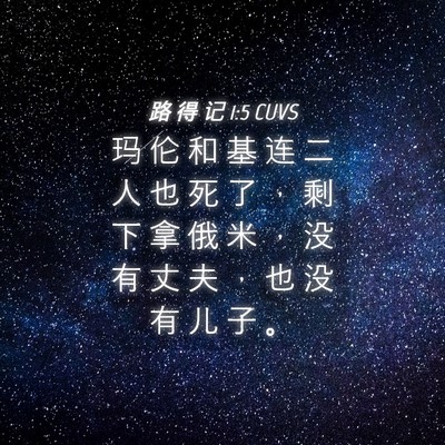Picture 04 - 路 得 记 1:5 CUVS - 玛 伦 和 基 连 二 人 也 死 了 ， 剩 - Bible Verse Picture
