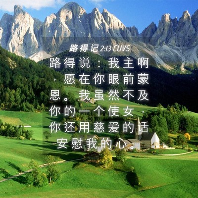 Picture 04 - 路 得 记 2:13 CUVS - 路 得 说 ： 我 主 啊 ， 愿 在 你 眼 - Bible Verse Picture