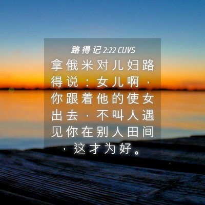 Picture 04 - 路 得 记 2:22 CUVS - 拿 俄 米 对 儿 妇 路 得 说 ： 女 儿 - Bible Verse Picture