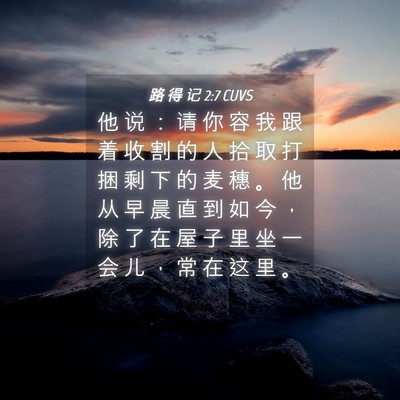 Picture 04 - 路 得 记 2:7 CUVS - 他 说 ： 请 你 容 我 跟 着 收 割 的 - Bible Verse Picture