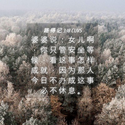 Picture 04 - 路 得 记 3:18 CUVS - 婆 婆 说 ： 女 儿 啊 ， 你 只 管 安 - Bible Verse Picture