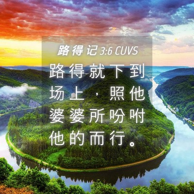 Picture 04 - 路 得 记 3:6 CUVS - 路 得 就 下 到 场 上 ， 照 他 婆 婆 - Bible Verse Picture