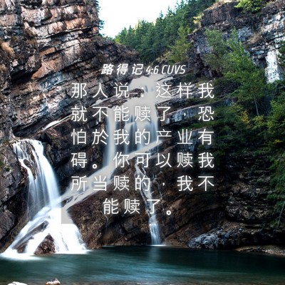 Picture 04 - 路 得 记 4:6 CUVS - 那 人 说 ： 这 样 我 就 不 能 赎 了 - Bible Verse Picture