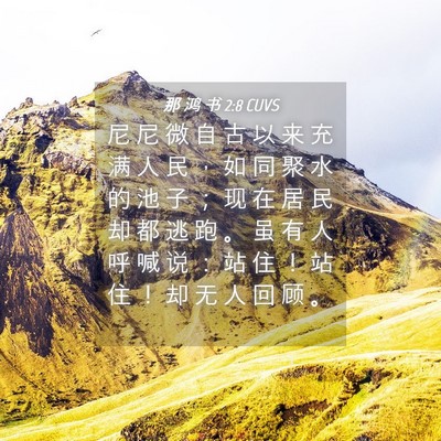 Picture 04 - 那 鸿 书 2:8 CUVS - 尼 尼 微 自 古 以 来 充 满 人 民 ， - Bible Verse Picture