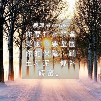 Picture 04 - 那 鸿 书 3:14 CUVS - 你 要 打 水 预 备 受 困 ； 要 坚 固 - Bible Verse Picture