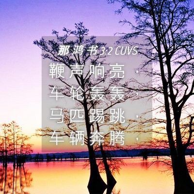Picture 04 - 那 鸿 书 3:2 CUVS - 鞭 声 响 亮 ， 车 轮 轰 轰 ， 马 匹 - Bible Verse Picture