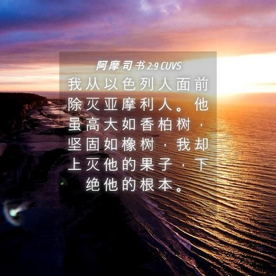 Picture 04 - 阿 摩 司 书 2:9 CUVS - 我 从 以 色 列 人 面 前 除 灭 亚 摩 - Bible Verse Picture
