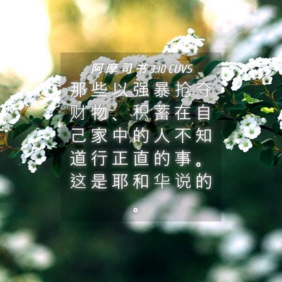 Picture 04 - 阿 摩 司 书 3:10 CUVS - 那 些 以 强 暴 抢 夺 财 物 、 积 蓄 - Bible Verse Picture