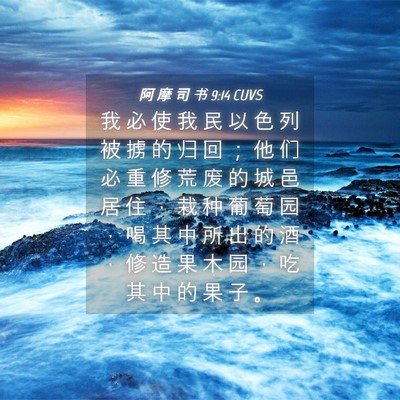 Picture 04 - 阿 摩 司 书 9:14 CUVS - 我 必 使 我 民 以 色 列 被 掳 的 归 - Bible Verse Picture