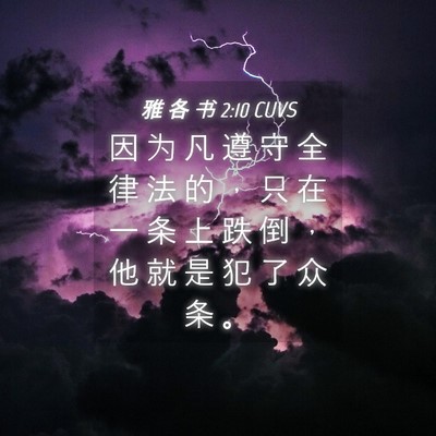 Picture 04 - 雅 各 书 2:10 CUVS - 因 为 凡 遵 守 全 律 法 的 ， 只 在 - Bible Verse Picture