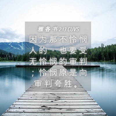Picture 04 - 雅 各 书 2:13 CUVS - 因 为 那 不 怜 悯 人 的 ， 也 要 受 - Bible Verse Picture