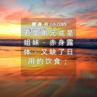 Picture 04 - 雅 各 书 2:15 CUVS - 若 是 弟 兄 或 是 姐 妹 ， 赤 身 露 - Bible Verse Picture