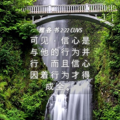 Picture 04 - 雅 各 书 2:22 CUVS - 可 见 ， 信 心 是 与 他 的 行 为 并 - Bible Verse Picture