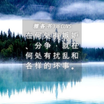 Picture 04 - 雅 各 书 3:16 CUVS - 在 何 处 有 嫉 妒 、 分 争 ， 就 在 - Bible Verse Picture