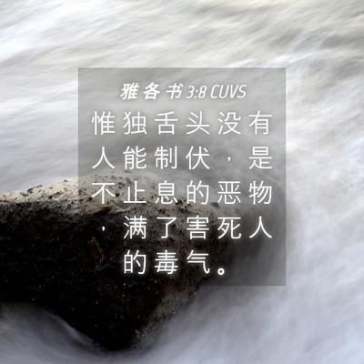 Picture 04 - 雅 各 书 3:8 CUVS - 惟 独 舌 头 没 有 人 能 制 伏 ， 是 - Bible Verse Picture