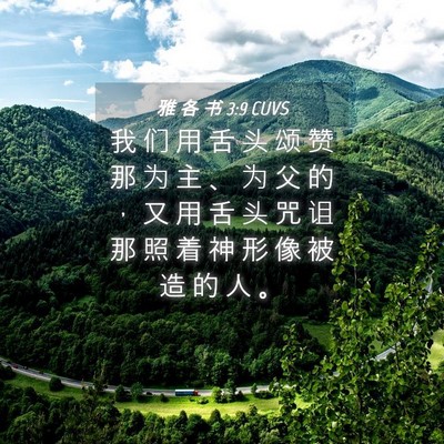 Picture 04 - 雅 各 书 3:9 CUVS - 我 们 用 舌 头 颂 赞 那 为 主 、 为 - Bible Verse Picture