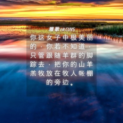 Picture 04 - 雅 歌 1:8 CUVS - 你 这 女 子 中 极 美 丽 的 ， 你 若 - Bible Verse Picture