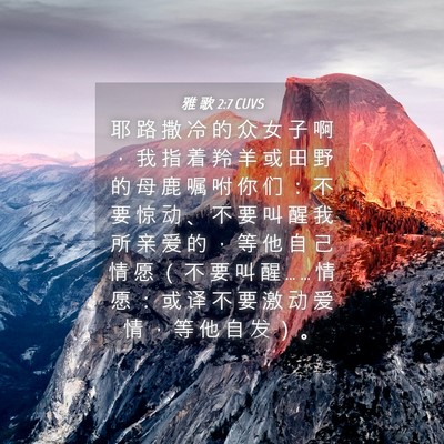 Picture 04 - 雅 歌 2:7 CUVS - 耶 路 撒 冷 的 众 女 子 啊 ， 我 指 - Bible Verse Picture