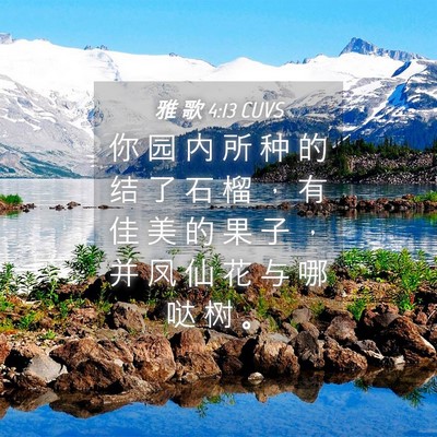 Picture 04 - 雅 歌 4:13 CUVS - 你 园 内 所 种 的 结 了 石 榴 ， 有 - Bible Verse Picture