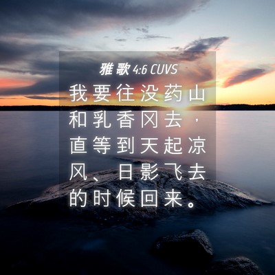 Picture 04 - 雅 歌 4:6 CUVS - 我 要 往 没 药 山 和 乳 香 冈 去 ， - Bible Verse Picture