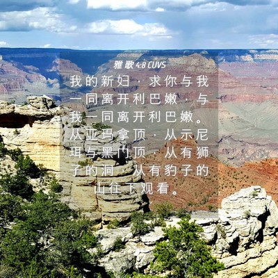 Picture 04 - 雅 歌 4:8 CUVS - 我 的 新 妇 ， 求 你 与 我 一 同 离 - Bible Verse Picture