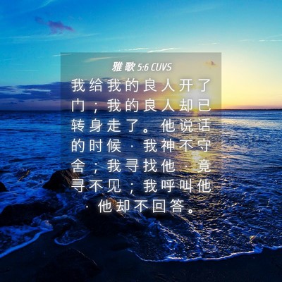 Picture 04 - 雅 歌 5:6 CUVS - 我 给 我 的 良 人 开 了 门 ； 我 的 - Bible Verse Picture