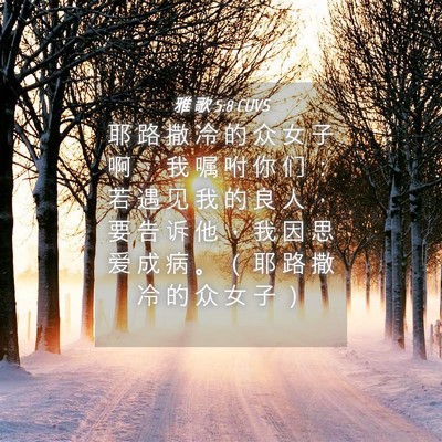 Picture 04 - 雅 歌 5:8 CUVS - 耶 路 撒 冷 的 众 女 子 啊 ， 我 嘱 - Bible Verse Picture