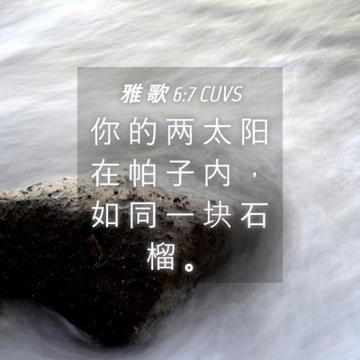 Picture 04 - 雅 歌 6:7 CUVS - 你 的 两 太 阳 在 帕 子 内 ， 如 同 - Bible Verse Picture
