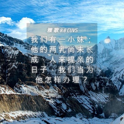 Picture 04 - 雅 歌 8:8 CUVS - 我 们 有 一 小 妹 ； 他 的 两 乳 尚 - Bible Verse Picture